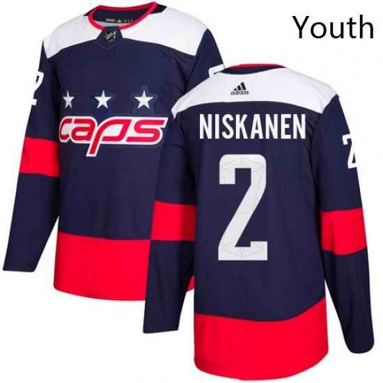 Youth Adidas Washington Capitals 2 Matt Niskanen Authentic Navy Blue 2018 Stadium Series NHL Jersey